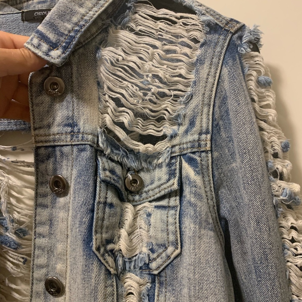Denim blue cropped jacket - Picture 4 of 8